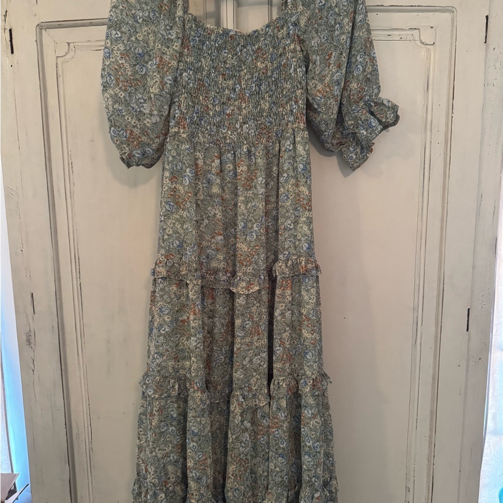Roolee Green Smocked Tiered Sundress